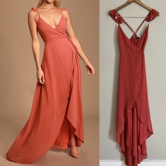NWOT Here's To Us Rose High-Low Wrap Dress - Picture 1 of 6
